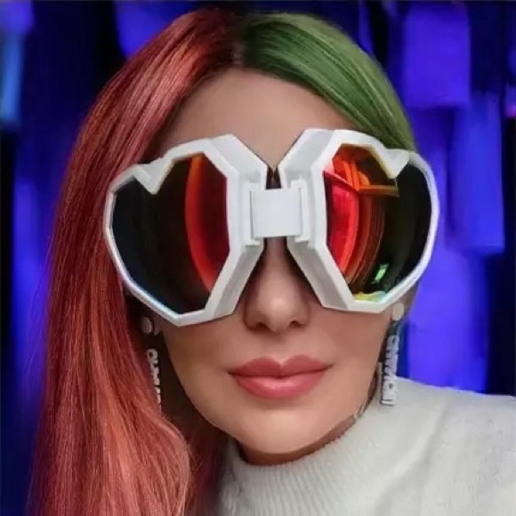 White Heart Goggles Mirror Sunglasses Glasses - Picture 5 of 12